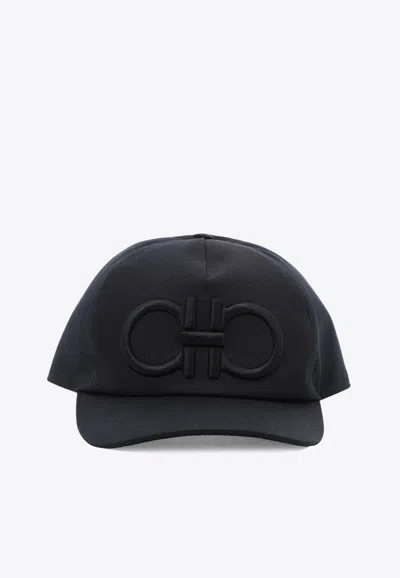 Ferragamo Gancini-embroidered Baseball Cap In Black