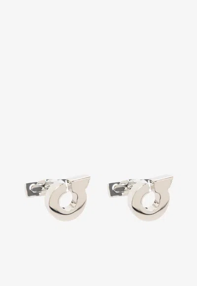 Ferragamo Gancini Engraved Cufflinks In Silver