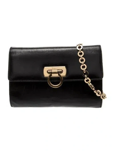 Pre-owned Ferragamo Gancini Evening Bag In Black