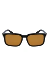 Ferragamo Gancini Evolution 56mm Rectangular Sunglasses In Black/orange
