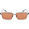Ferragamo Gancini Evolution 57mm Rectangular Sunglasses In Dark Gun/orange