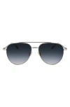 Ferragamo Gancini Evolution 61mm Aviator Sunglasses In Blue