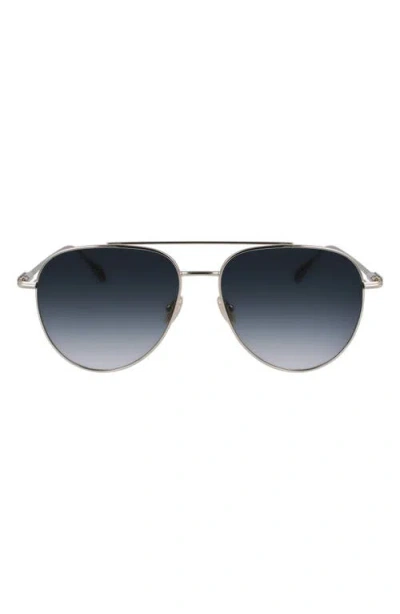 Ferragamo Gancini Evolution 61mm Aviator Sunglasses In Light Gold/blue Gradient