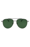 Ferragamo Gancini Evolution 61mm Aviator Sunglasses In Light Ruthenium/green