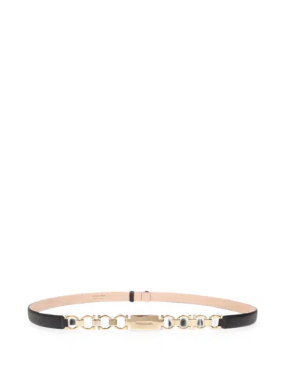 Ferragamo Gancini Extendable Leather Belt In Burgundy