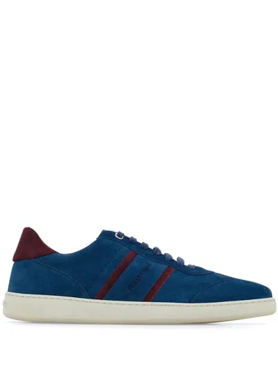 Ferragamo Gancini-eyelet Sneakers In Blue