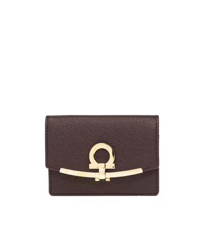 Ferragamo Gancini-fastening Purse In Brown