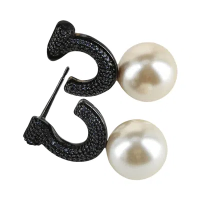 Pre-owned Ferragamo Gancini Faux Pearl Stud Earrings 'blue' | Women's Size Onesize