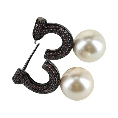 Pre-owned Ferragamo Gancini Faux Pearl Stud Earrings 'purple' | Women's Size Onesize