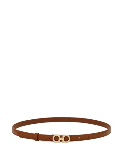 Ferragamo Gancini Fixed Belt In Brown