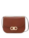 Ferragamo Double Gancini North-south Crossbody Bag In Brown