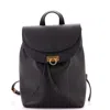 Ferragamo Gancini Flap Drawstring Backpack Leather Medium In Black