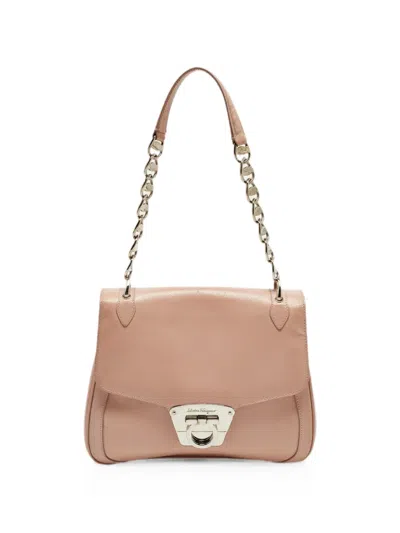 Pre-owned Ferragamo Gancini Flap Shoulder Bag In Pink