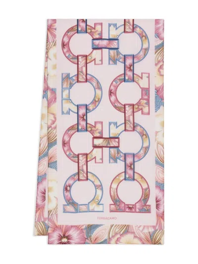 Ferragamo Gancini Floral Print Scarf In Multi