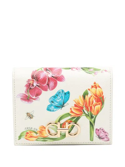 FERRAGAMO GANCINI FLORAL-PRINT WALLET