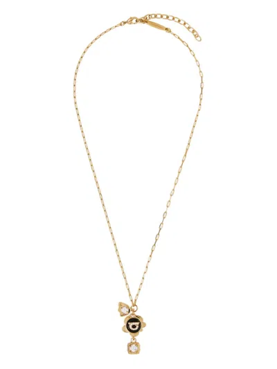 Ferragamo Gancini Flower Charm Necklace In Gold