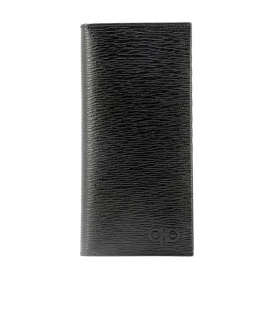 Ferragamo Gancini Folded Upright Wallet In Black