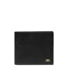 Ferragamo Micro Gancio Leather Bifold Wallet In Black