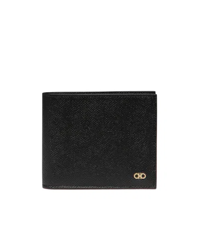 Ferragamo Gancini Folded Wallet In Black