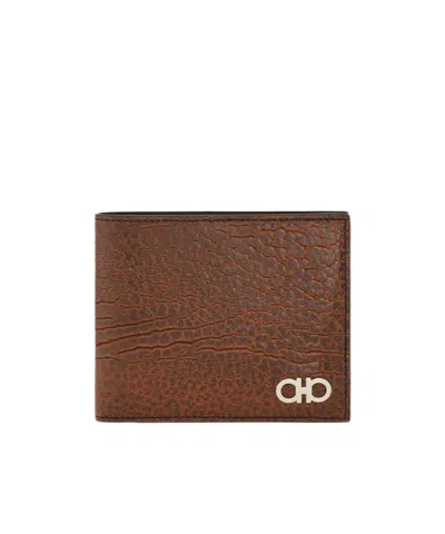Ferragamo Gancini Folding Wallet In Brown