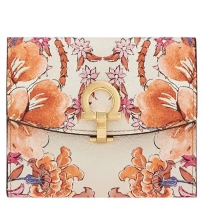 Ferragamo Gancini Foulard Print Wallet In Brown