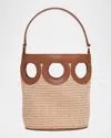 Ferragamo Gancini Frame Raffia Bucket Bag