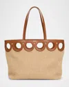 Ferragamo Gancini Frame Raffia Tote Bag In Neutral