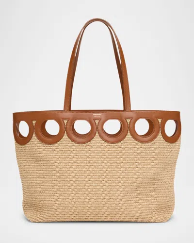 Ferragamo Gancini Frame Raffia Tote Bag
