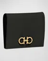 Ferragamo Gancini French Leather Wallet In Black