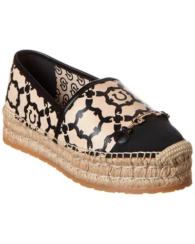 Ferragamo Gancini Galore Leather Platform Espadrille In Beige