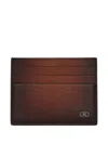 Ferragamo Gancini Grained Card Holder In Burgundy