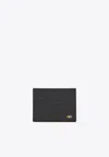Ferragamo Gancini Grained Leather Cardholder In Black