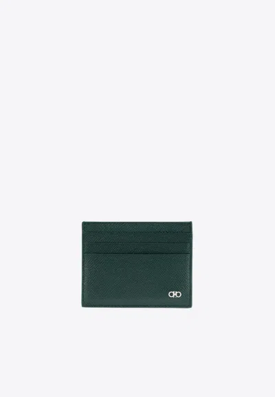 Ferragamo Gancini Grained Leather Cardholder In Green