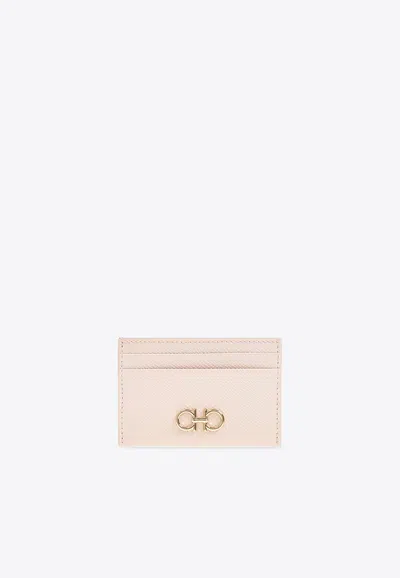 Ferragamo Gancini Grained Leather Cardholder In Pink