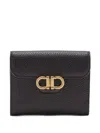 Ferragamo Gancini Grained Leather Compact Wallet In Pattern