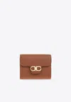 Ferragamo Gancini Grained Leather Compact Wallet In Multi