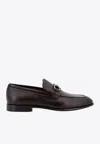 Ferragamo Foster Gancini Loafers In Hammered Leather In Brown