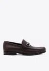 Ferragamo Grandioso Leather Loafer With Gancini Detail In Brown