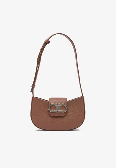 Ferragamo Gancini Grained Leather Shoulder Bag