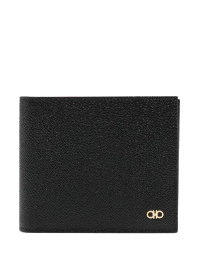 Ferragamo Gancini Grained Leather Wallet Accessories In Black