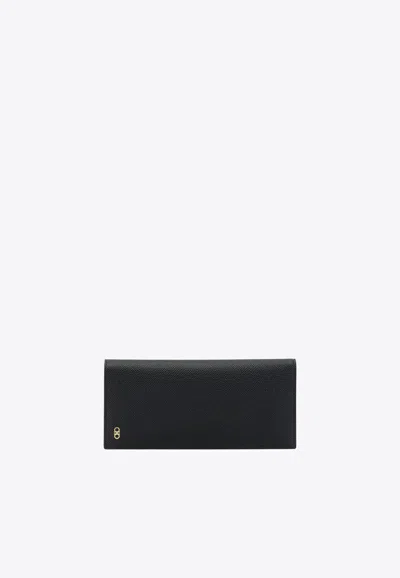 Ferragamo Gancini Grained Leather Wallet In Black