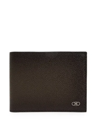 Ferragamo Gancini Grained Leather Wallet In Brown