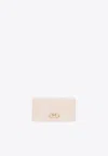 Ferragamo Gancini Grained Leather Wallet In White