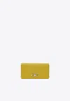 Ferragamo Gancini Grained Leather Wallet In Yellow