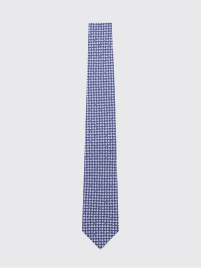 Ferragamo Gancini Graphic Print Silk Tie In Blue