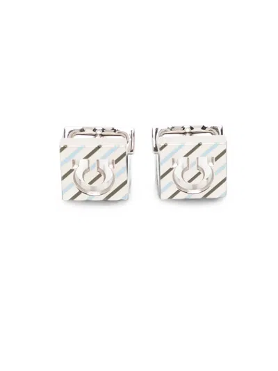 Ferragamo Gancini Guilloché Cufflinks In Neutral