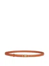 Ferragamo Women Beige Hammered Calfskin Gancini Belt In Brown