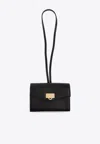 Ferragamo Gancini Hammered Leather Cardholder Bag Charm In Black