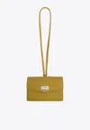 Ferragamo Gancini Hammered Leather Cardholder Bag Charm In Green