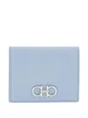 Ferragamo Gancini Hammered Leather Compact Wallet In Blue
